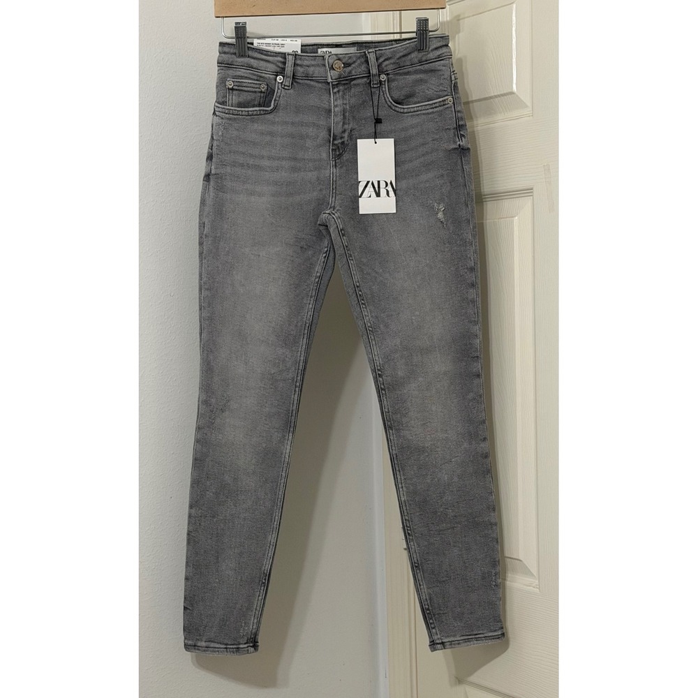 Zara The 80s Skinny Jeans Womens Sz 6 Pearl Grey Slim Fit‎ Mid Rise Y2K 90s